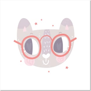 CUTE KITTY FACE DESIGN 3 Posters and Art